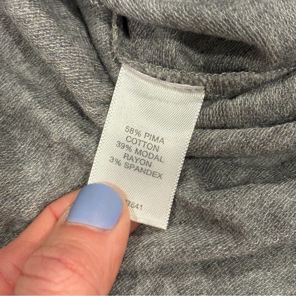 J. Jill Pure J. Jill Gray V Neck Pima Cotton Stretch Shirt Dress Pockets SP - Picture 7 of 12